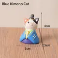 Small cute cat resin figurine wearing blue Japanese kimono for garden and home decor - Cat In Blue Kimono (25)