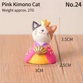 Miniature cute resin cat figurine wearing a pink kimono, 3.5cm tall home decor - Cat In Pink Kimono (24)