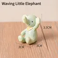 Cute light green resin waving elephant figurine, miniature desk ornament, 3.5cm height - Waving Elephant (26)