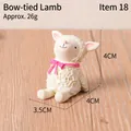 Cute resin little sheep figurine with a pink bowtie, 4cm tall decorative desk ornament - Lamb With Bow (18)