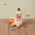 Cute Halloween sheep resin figurine holding a pumpkin wearing a party hat ornament - Halloween Lamb (57)