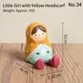 Cute resin girl figurine with yellow headscarf, 6cm height, home garden ornament - Girl With Yellow Headscarf (34)