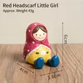 Hand-painted cute girl resin figurine ornament with red headscarf and yellow dress. - Girl With Red Headscarf (35)
