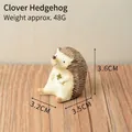Miniature hand-painted clover hedgehog resin figurine No. 8 for home garden decor - Hedgehog With Clover (8)