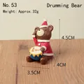 Cute Christmas resin bear figurine ornament with size dimensions for garden decoration - Drumming Bear (53)