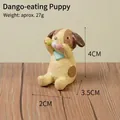 Handcrafted cute resin dog figurine eating dango miniature animal ornament for home decor - Dog Eating Dango (64)