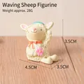 Cute miniature resin lamb figurine waving with pink flower, garden ornament 4.5cm - Waving Lamb (23)