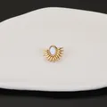 French style 18k gold plated stainless steel sunburst ear stud with shell inlay - Fan Shape Style / Gold