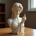 Grappig creatief hars godinnenbeeld met middelvingergebaar voor huisdecoratie ornament - Wenen Godin Standbeeld Stijl C
