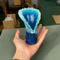 Vase créatif en résine en forme de vague bleue pour décoration de table nordique moderne - Moyen (15cm)