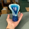 Creative blue ocean wave resin vase centerpiece for modern nordic home table decor - Medium (15cm)