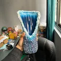 Modern creative ocean wave blue resin vase handcrafted home decor tabletop ornament - Large (30cm)
