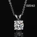 Elegant silver round-cut moissanite style pendant necklace for women with SKU DZ042 - Four-Prong Round Diamond Style (DZ042)