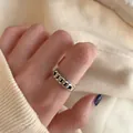 Vintage S925 sterling silver chain ring for index finger in a simplistic Thai silver style. - Adjustable Open / Chain