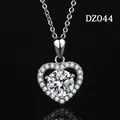 Elegant silver-toned heart-shaped pendant necklace with sparkling faux moissanite - Floating Heart Style (DZ044)