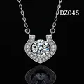 Elegant silver-toned horseshoe pendant necklace with a brilliant simulated moissanite - Horseshoe Style With Chain (DZ045)