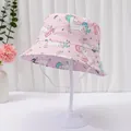 Cappello alla pescatora rosa neonato con stampa unicorno bianco e sottogola regolabile. - Taglia unica / Unicorno Rosa Stelle e Luna