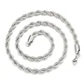 Durable silver stainless steel rope chain necklace for men featuring a lobster clasp - Steel Color (2.5mm Width) / 20 Inch (50cm Length)