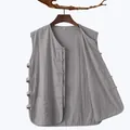 Traditionele grijze Chinese Tangzhuang-vest met kikkerknoppen en zijwaartse details - M / Grijs