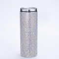 Bicchiere skinny da 20oz in acciaio inossidabile con strass iridescenti luccicanti - 20oz Con Cannuccia / AB Cangiante