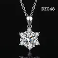 Elegant silver-toned snowflake pendant necklace with sparkling moissanite-look stones - Snowflake Shape Style (DZ048)