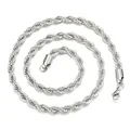 High polished silver stainless steel twisted rope chain necklace for men hip-hop jewelry - Steel Color (Width 3mm) / 28 Inch (70cm Length)