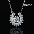 Dazzling silver halo necklace pendant with central moissanite stone for luxury look - Sunflower Style With Chain (DZ050)