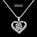Elegant heart pendant necklace with shimmering imitation moissanite stone in silver finish - Heart With Pavé Style (DZ052)
