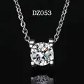 Elegant sterling silver chain necklace with a brilliant round cut moissanite pendant - Simple Four-Prong Style (DZ053)