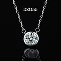 Elegant round cut solitaire pendant necklace with sparkling stone on black background. - Bezel Set With Chain (DZ055)