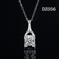 Elegant silver minimalist pendant necklace featuring a brilliant round simulated moissanite - Geometric Border Style (DZ056)