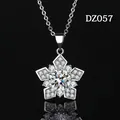 Exquisite snowflake pendant necklace featuring sparkling cubic zirconia in a polished silver finish - Snowflake Style (DZ057)