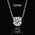 Elegant silver-toned necklace with a brilliant-cut simulated moissanite pendant. - Square Frame Style (DZ060)