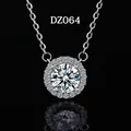 Elegant silver halo pendant necklace featuring a brilliant round cut center stone. - Round Halo Style (DZ064)