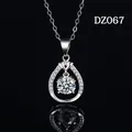 Elegant silver teardrop pendant necklace with sparkling round cut moissanite stone - Teardrop Hollow Style (DZ067)