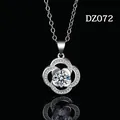 Elegant silver-tone imitation moissanite necklace with a floral pendant and SKU DZ072 - Four-Leaf Clover Petal Style (DZ072)