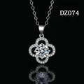 Elegant silver four-leaf clover pendant necklace with brilliant brilliant-cut moissanite - Four-Leaf Clover Silhouette Style (DZ074)