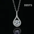 Elegant silver-colored waterdrop pendant necklace with sparkling round-cut center stone - Teardrop Halo Style (DZ075)