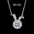 Exquisite rabbit pendant necklace with sparkling clear central stone in silver finish - Rabbit Shape With Chain (DZ133)