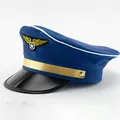 Classic navy blue pilot captain hat with gold trim and wing emblem for parties - Blue
