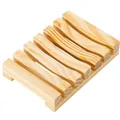 Dettaglio della venatura del legno naturale e delle fessure di drenaggio portasapone - Portasapone In Legno Di Pino Naturale 115*8*22 (opzionale)