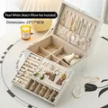 Pearl white luxury multi-layer jewelry organizer box with necklace hooks and ring slots - Upgraded / 23cmx17cmx8cm / Pearl White