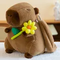 Niedlicher brauner Capybara-Plüschrucksack mit gelber Blume, kreatives Geschenk für Kinder - Blumenverzierter Stil [gelb] / 35 Cm [035 Kg]