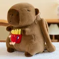 Niedlicher Capybara Plüschrucksack mit Pommes Zubehör, braune weiche Stofftiertasche - Pommes-Frites-Stil / 35 Cm [035 Kg]