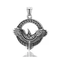 Noorse Viking Odin Raaf hanger in retro zilver roestvrij staal afwerking sieraden - Viking Odin Raaf Stijl (YLD61-03) (Alleen hanger (Zonder ketting))