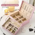 Elegant sakura pink double-layer jewelry storage box for rings necklaces and earrings - Basic Style / 23cmx17cmx8cm / Sakura Pink