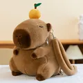Süßer brauner Capybara Plüschrucksack mit dekorativer Orange auf dem Kopf für Studenten - Orange / 35 Cm [035 Kg]