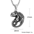 Pendentif caméléon en acier inoxydable, hauteur 37mm, poids 11g, collier - Style Caméléon (YLD61-07) / Pendentif Uniquement / Acier