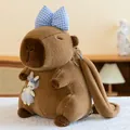 Süßer brauner Plüsch-Capybara-Rucksack mit blauer Schleife und Hasen-Anhänger. - Kaninchenkuschelstil [blau] / 35 Cm [035 Kg]