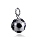 Zilveren roestvrijstalen voetbal bedel hanger voor heren DIY ketting sieraden maken - Yld02-01 [ketting Niet Inbegrepen]